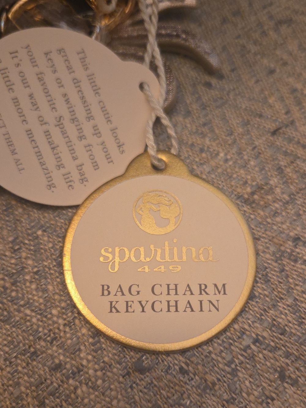 Spartina 449 Icon Keychain Bag Charm Cream Pineapple NEW - Picture 5 of 7